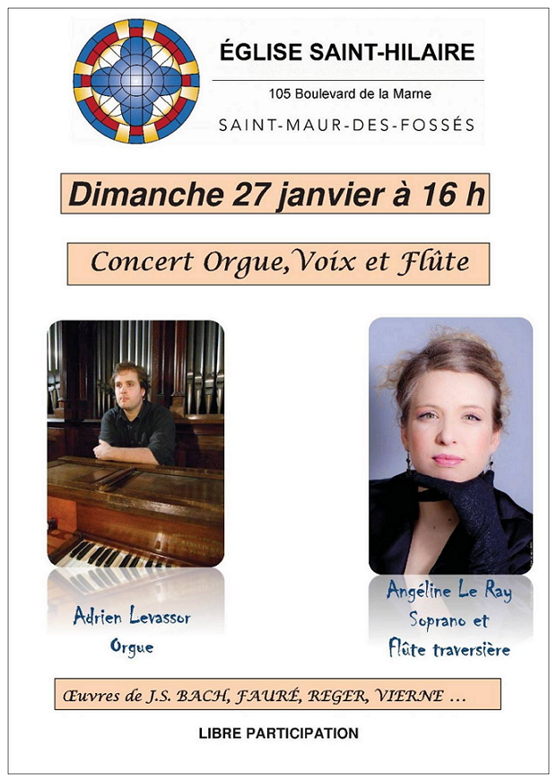 Concert orgue, voix et flûte – Paris – janvier 2019