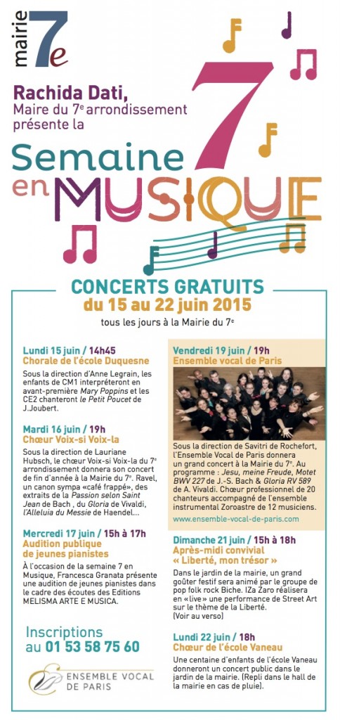 Concert avec l’Ensemble Vocal de Paris – juin 2015